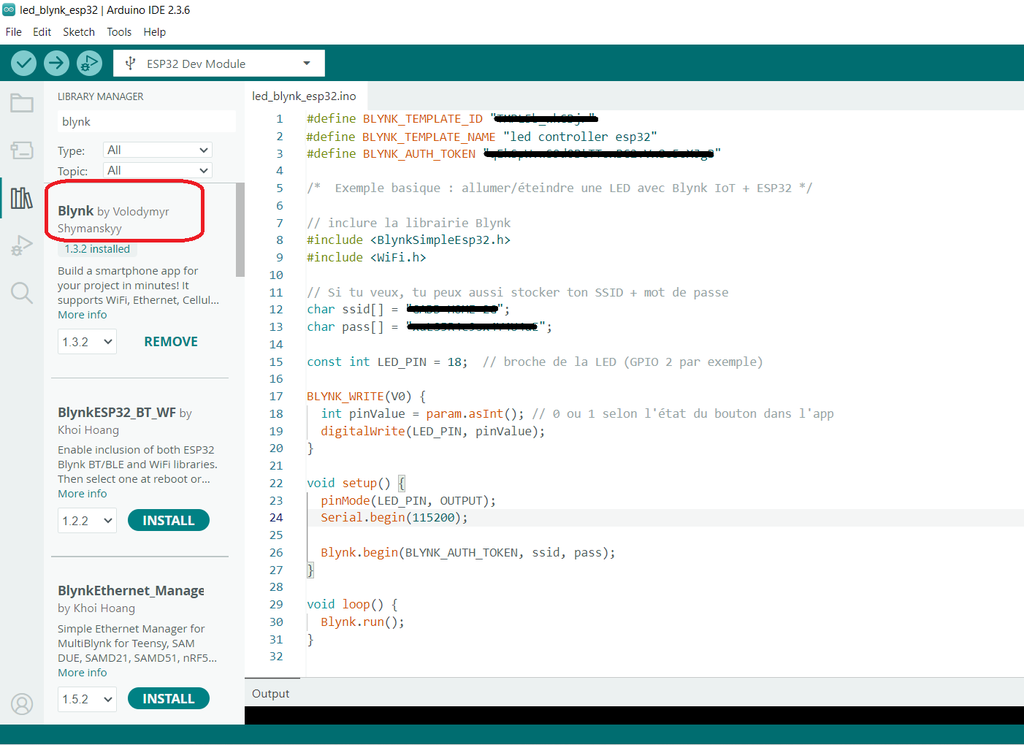 Arduino IDE中的代码编辑与库管理界面