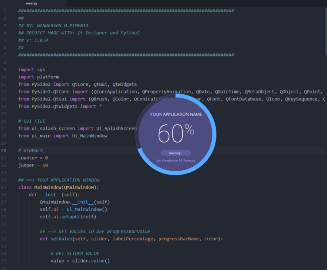 Python代码与现代化圆形进度条加载动画效果