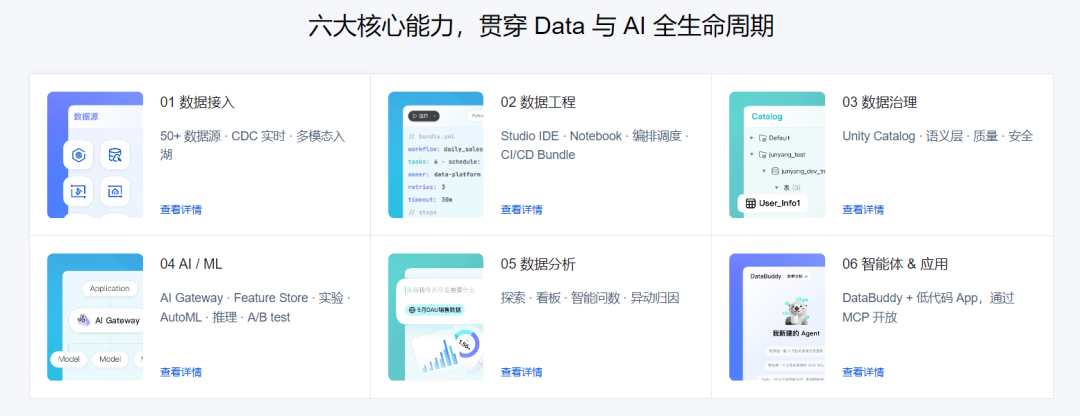 六大核心能力,贯穿 Data 与 AI 全生命周期