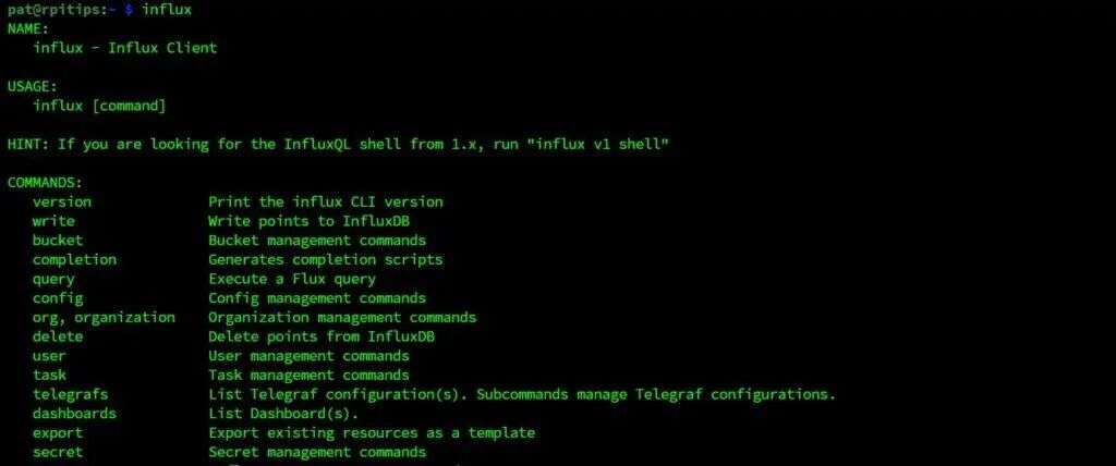 influx 命令行工具帮助信息截图