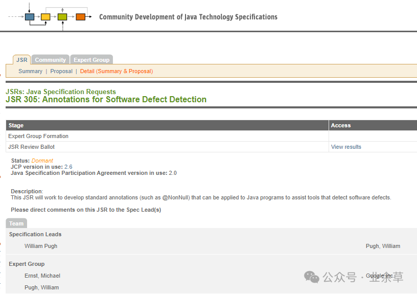 JSR 305 规范社区页面截图