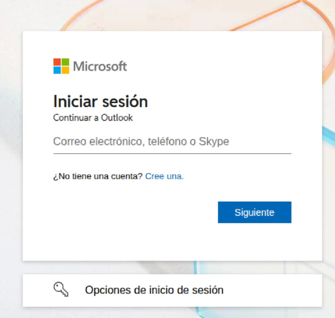 伪造的微软Outlook西班牙语登录界面
