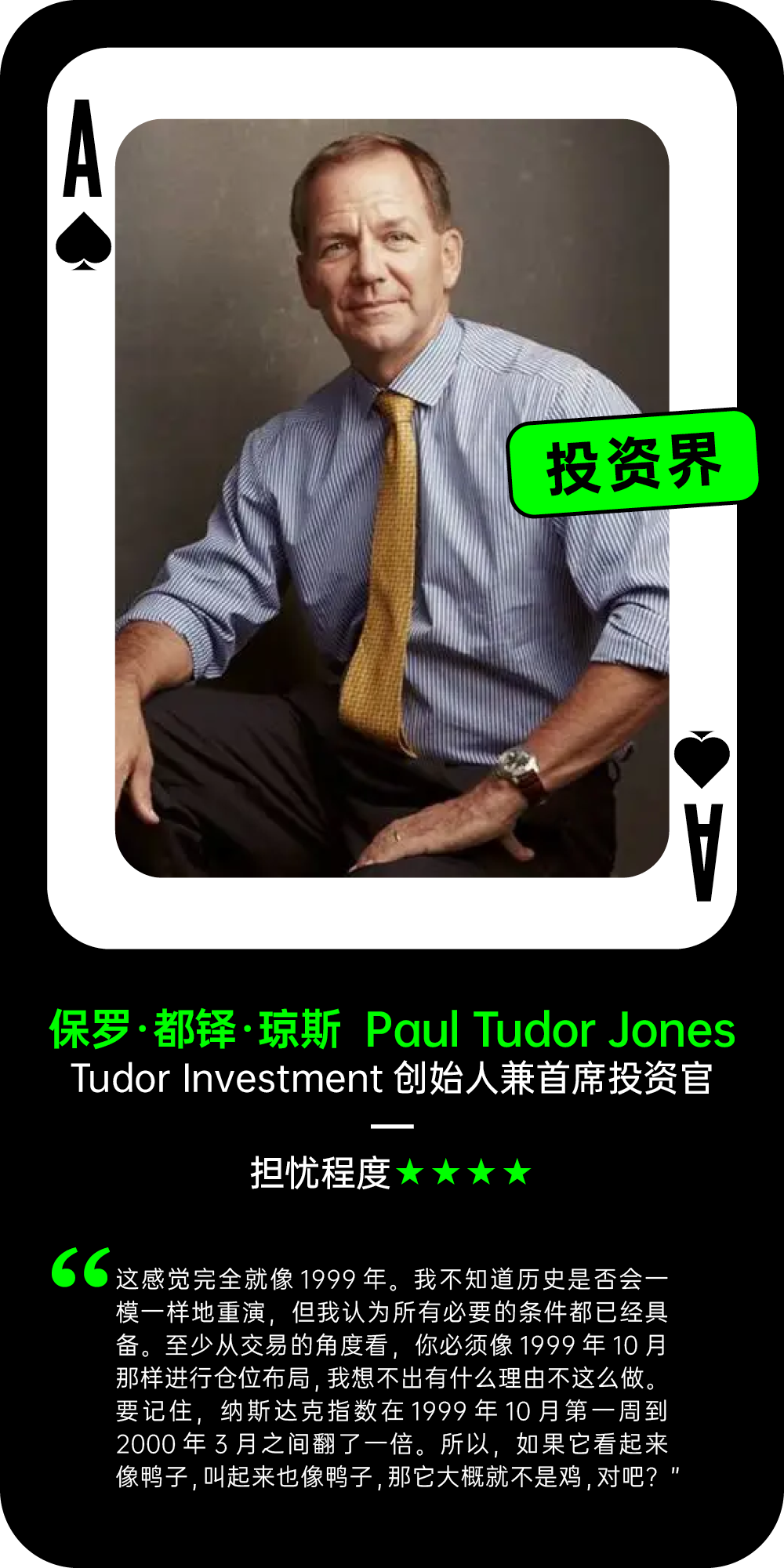 保罗·都铎·琼斯关于AI泡沫的担忧程度观点卡