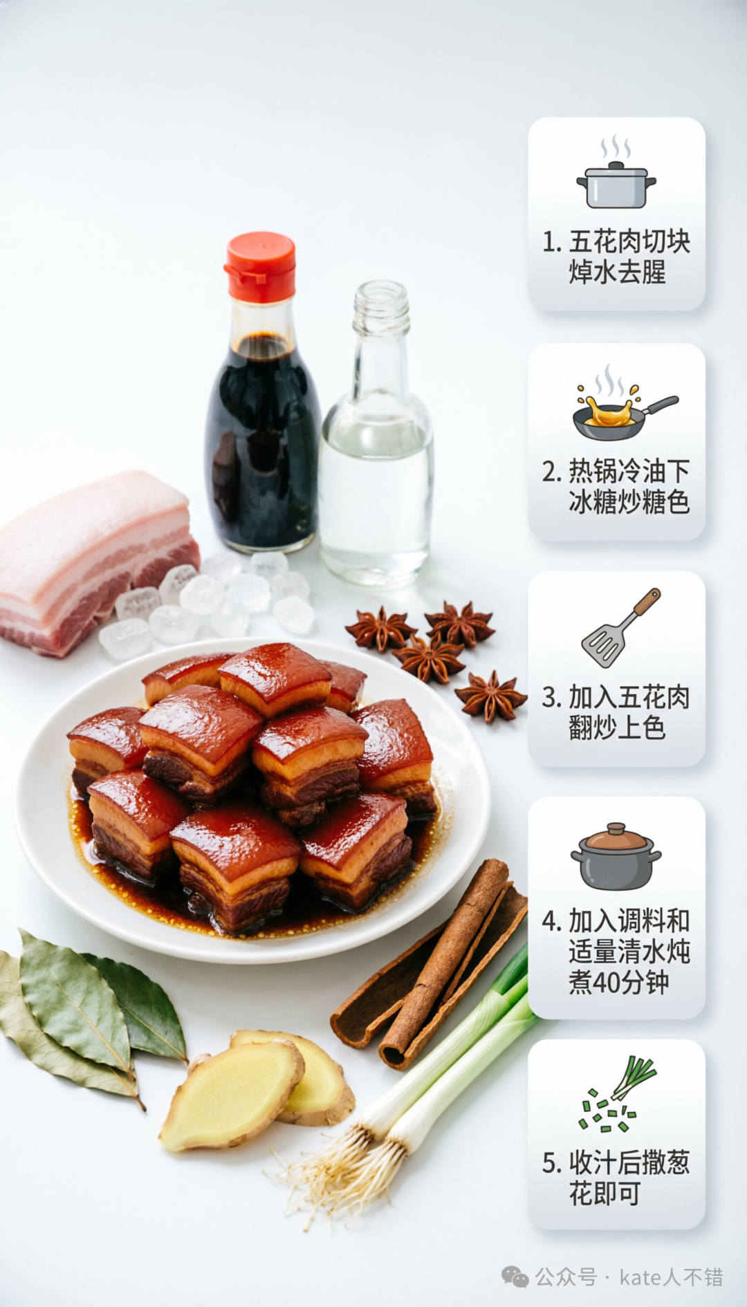 Qwen-Image-2.0 生成的红烧肉菜谱步骤图