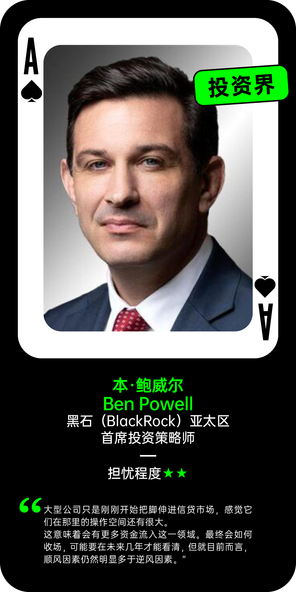 本·鲍威尔关于AI泡沫的担忧程度观点卡