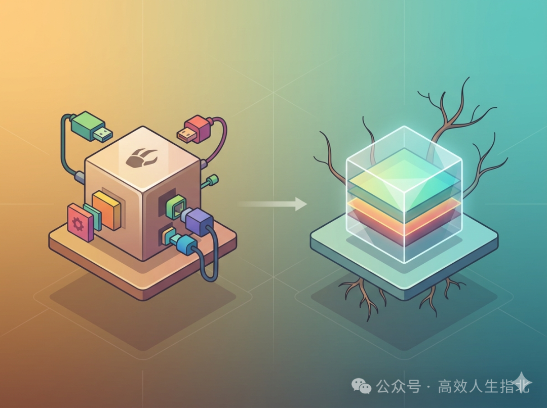 从物理设备到抽象架构：OpenClaw与Hermes Agent的演进示意图