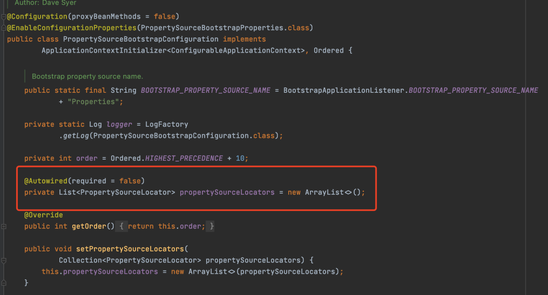 PropertySourceBootstrapConfiguration配置类定义
