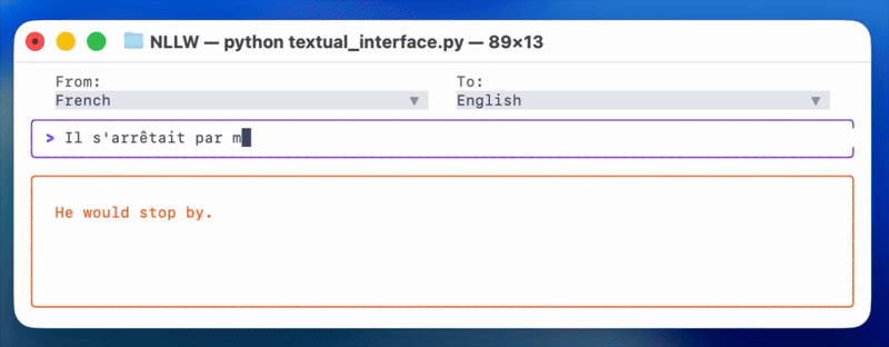 NLLW实时翻译界面运行截图