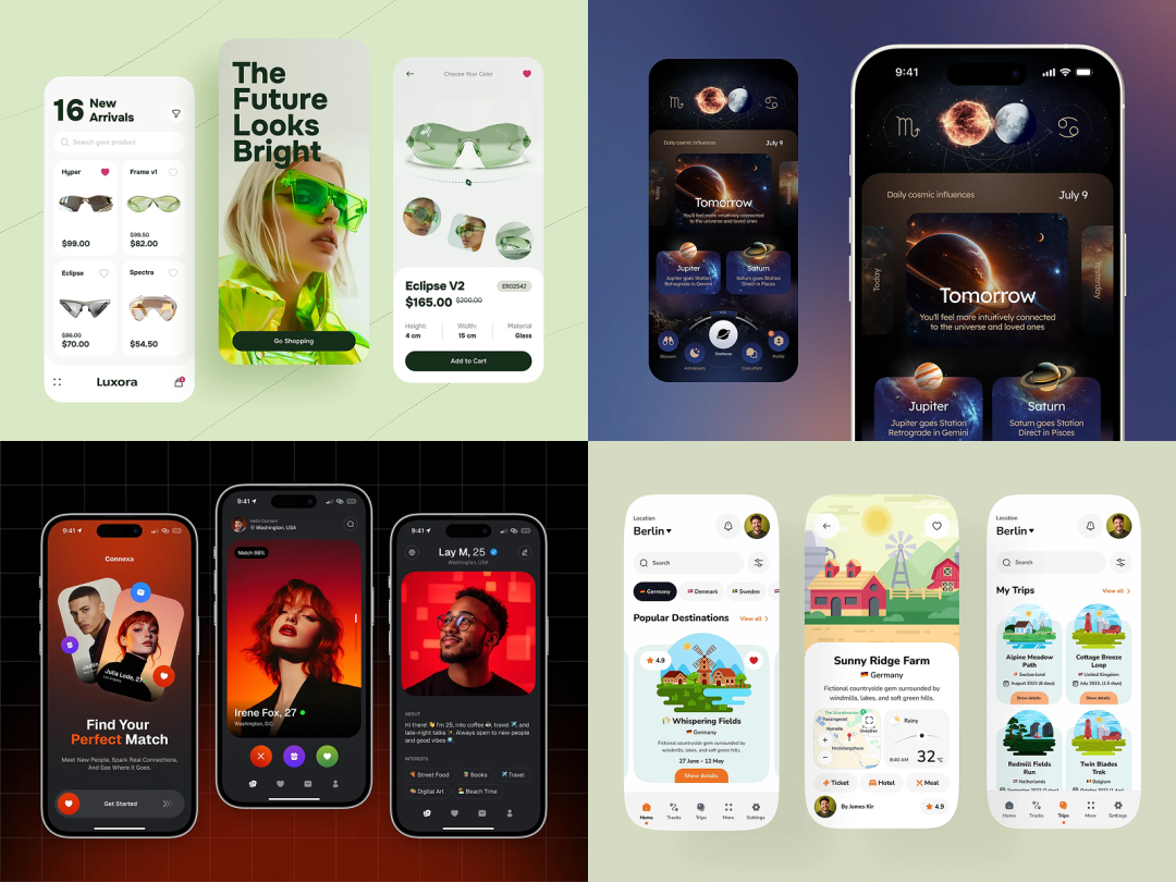 各类手机应用界面展示