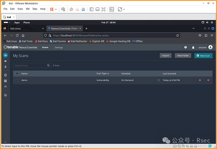 Nessus扫描任务列表
