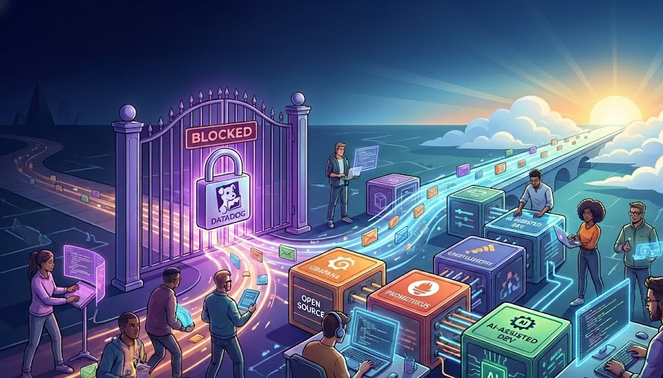 Datadog封锁与开源替代示意图