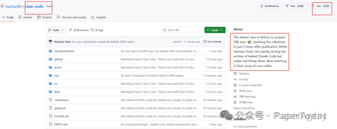 GitHub仓库页面截图:Claude Code开源项目