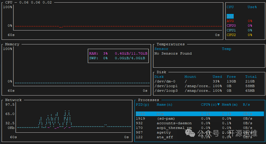 bottom 系统监控概览