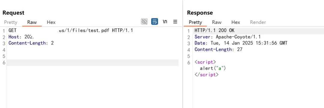HTTP响应截图，显示未授权访问成功并返回XSS代码