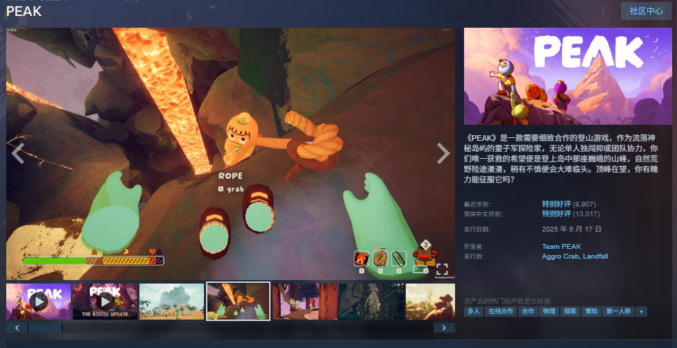 《PEAK》Steam商店页面
