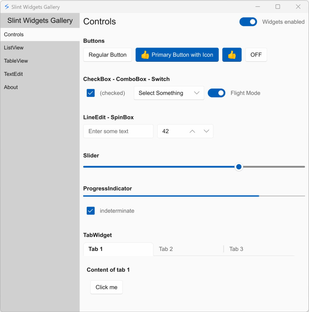 Slint控件库界面示例
