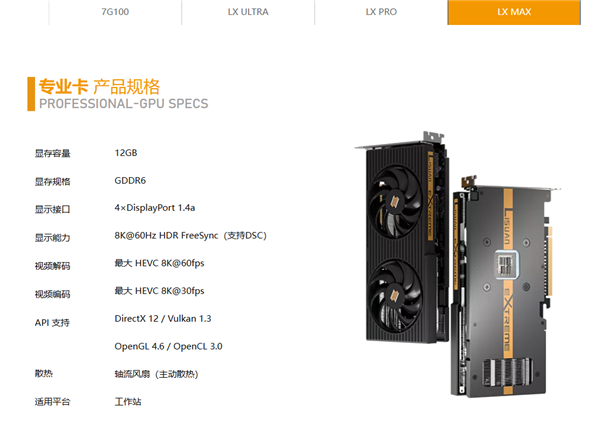 砺算12GB显存专业卡规格