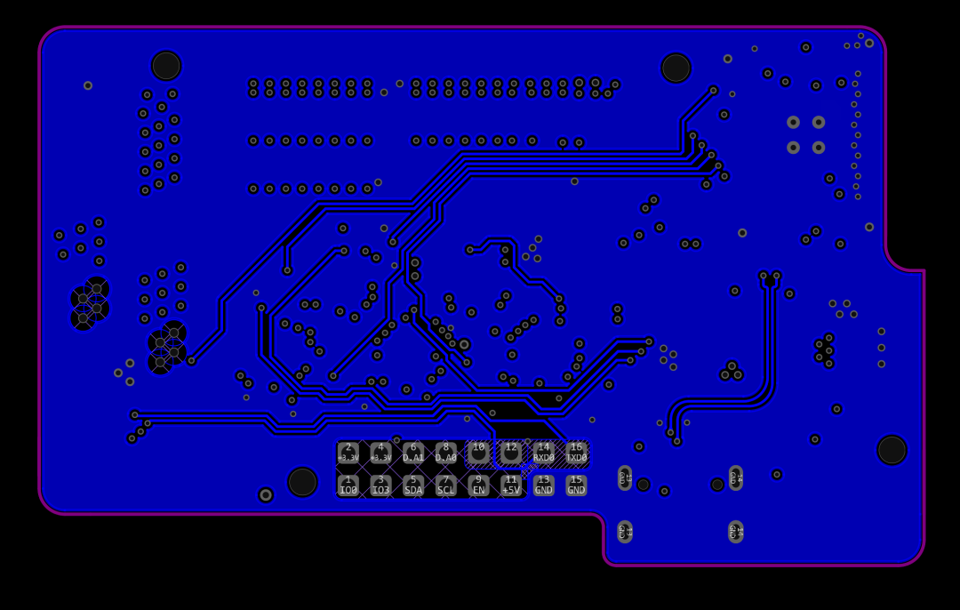 IOX-77 开发板 PCB 布线图,GPIO 引脚与电源网络清晰可见