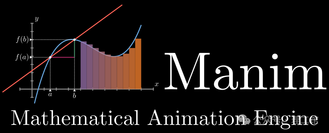 Manim引擎标识与函数积分示意图