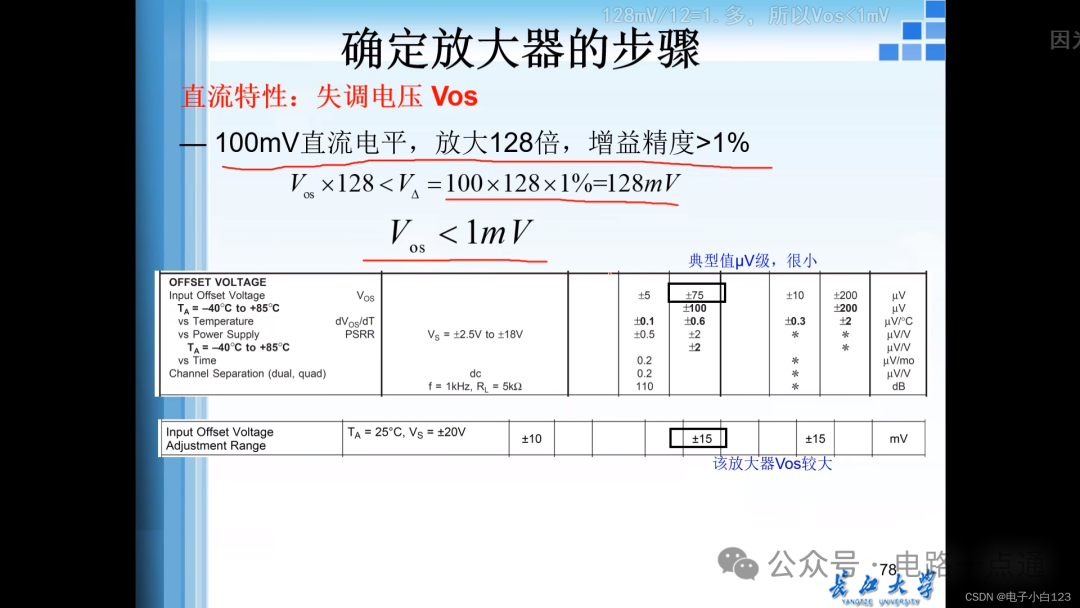 确定放大器步骤之直流特性