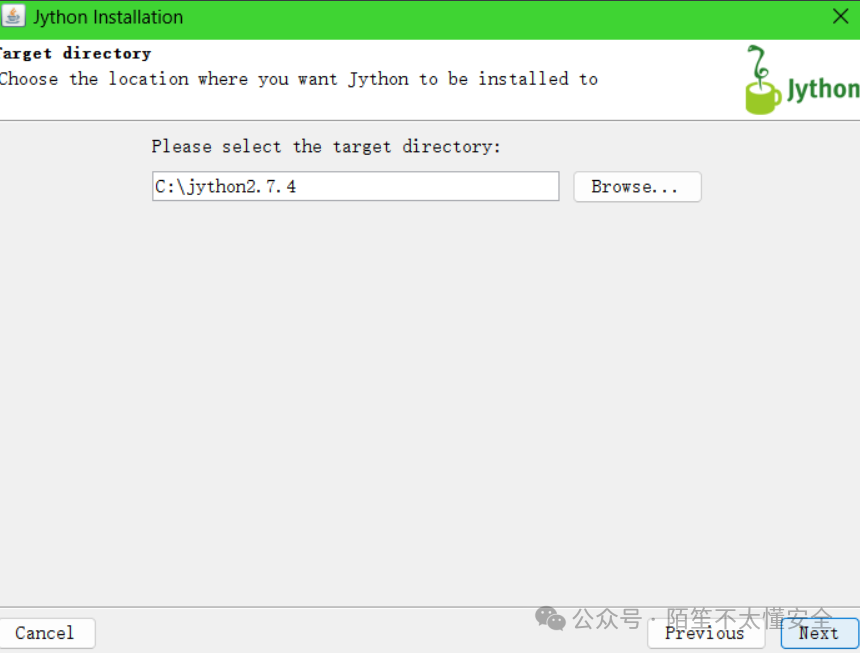 选择 Jython 安装目录