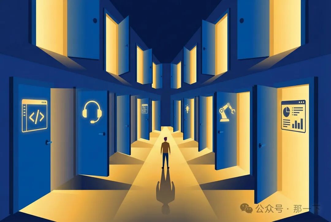 选择之门：象征不同技术路径的走廊