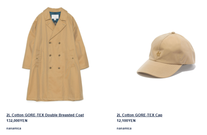 Nanamica官网GORE-TEX面料外套与帽子价格截图