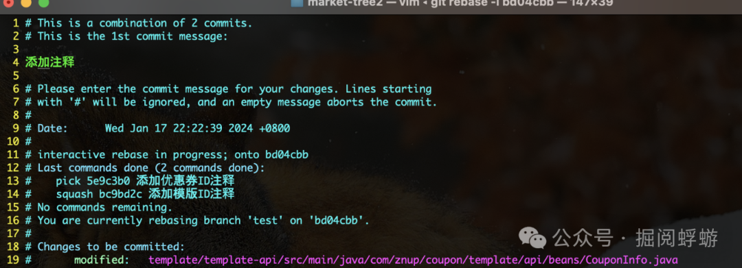 编辑最终的提交信息并保存