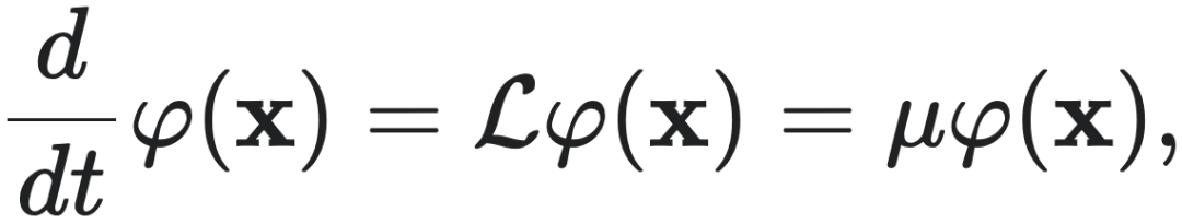 $\frac{d}{dt}\varphi(x) = \mathcal{L}\varphi(x) = \mu\varphi(x),$