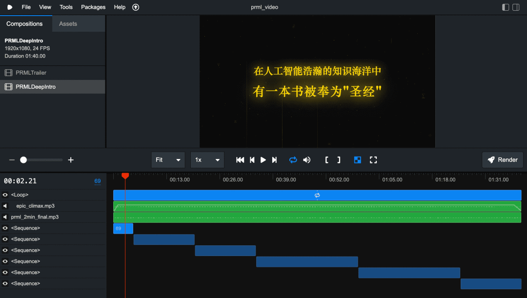 Remotion视频编辑预览界面截图
