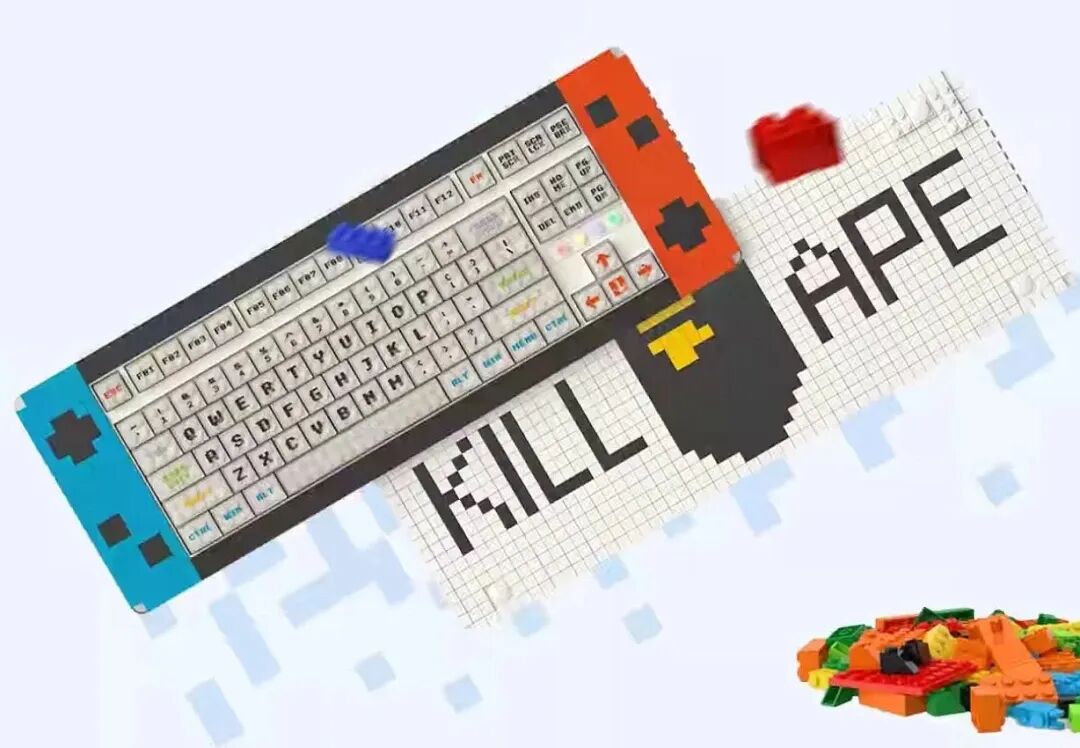 创意拼图风格乐高键盘带KILL APE字样