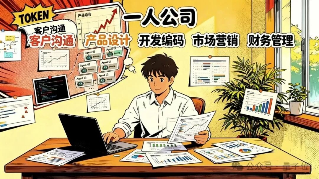 一人公司概念图：AI驱动的多任务自动化