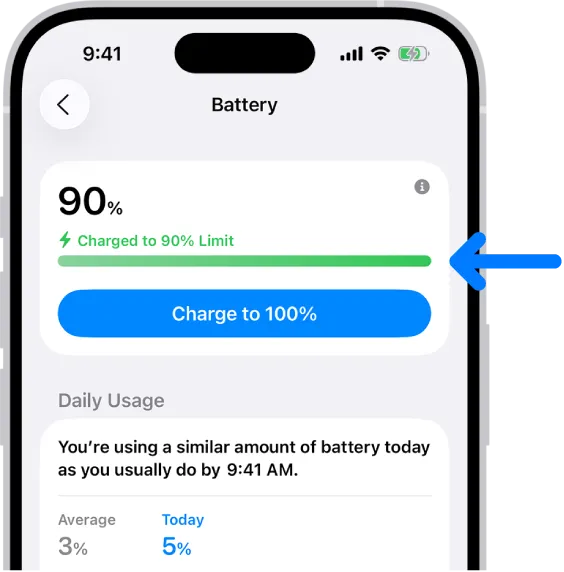 iOS设备充电上限达到限制后的提示界面