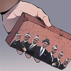 红砖梗图，印有多个戴墨镜穿西装的男性头像