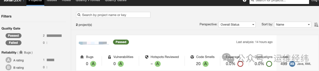 SonarQube质量分析结果