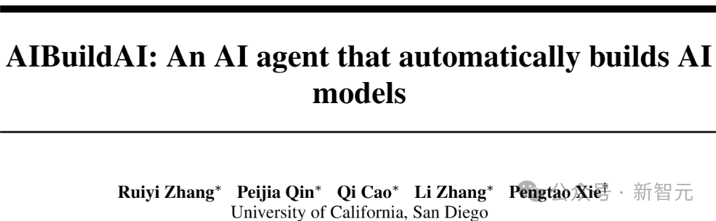 AIBuildAI：An AI agent that automatically builds AI models 论文标题页