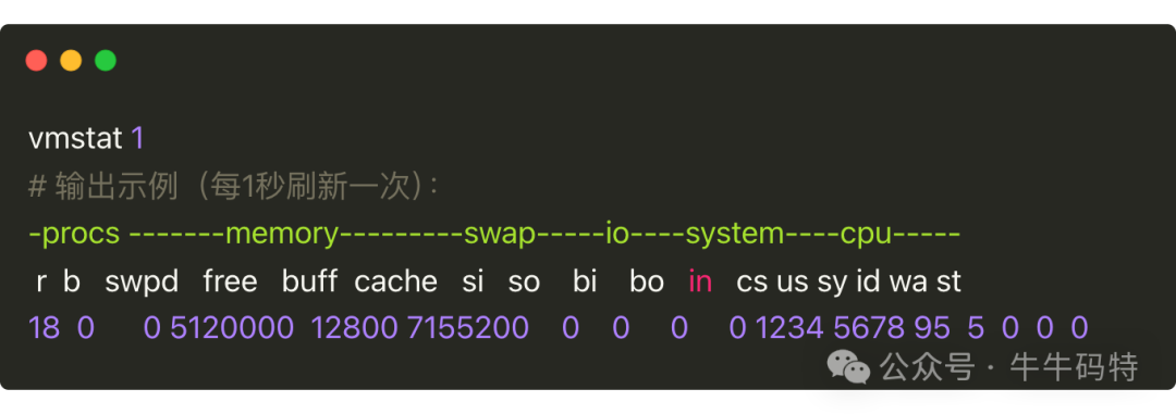 vmstat命令输出示例