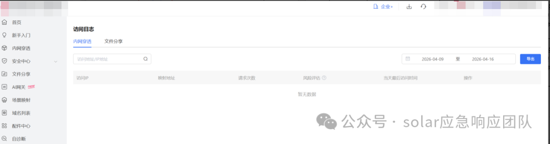 因使用免费版工具导致平台端访问日志页面空白的取证阻力说明
