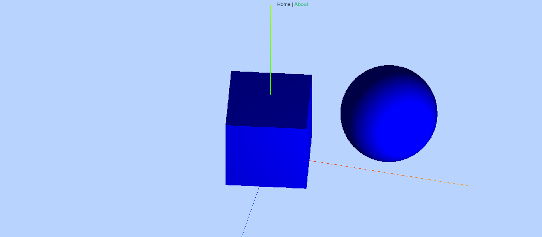 Three.js 展示的基础几何体（立方体与球体）