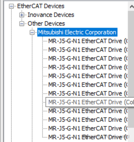 成功导入第三方三菱伺服后的设备列表