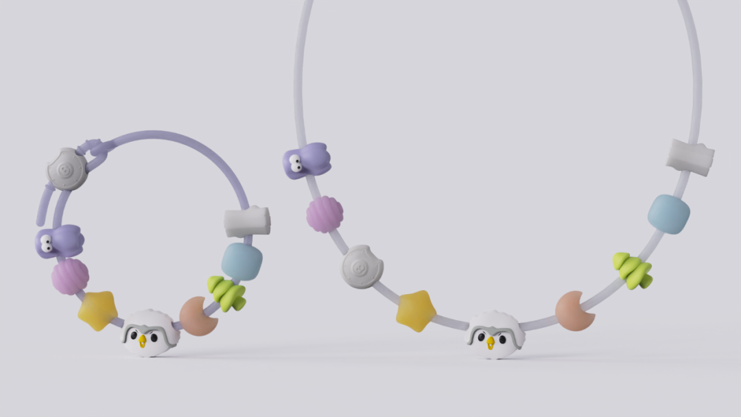 两款婴儿牙胶项链展示