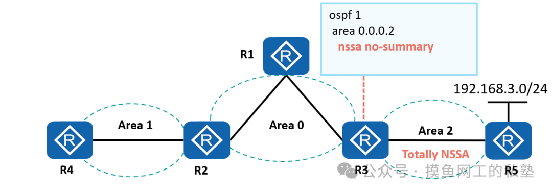 Totally NSSA区域配置拓扑图