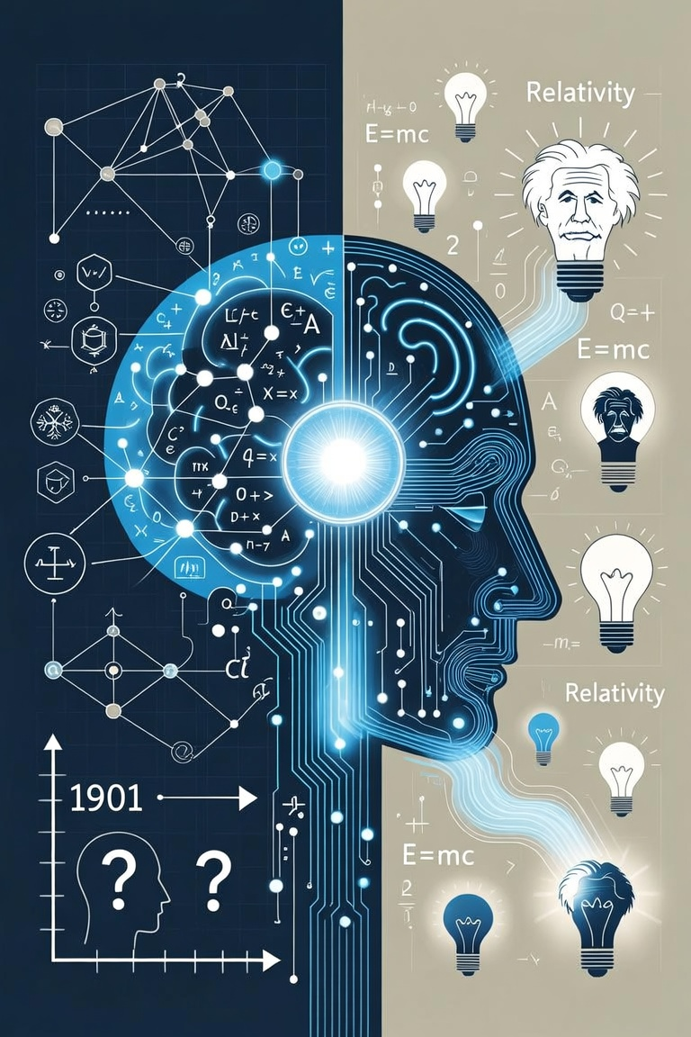 AI 推导爱因斯坦相对论概念插画