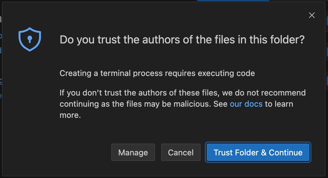 VS Code 文件夹信任警告弹窗