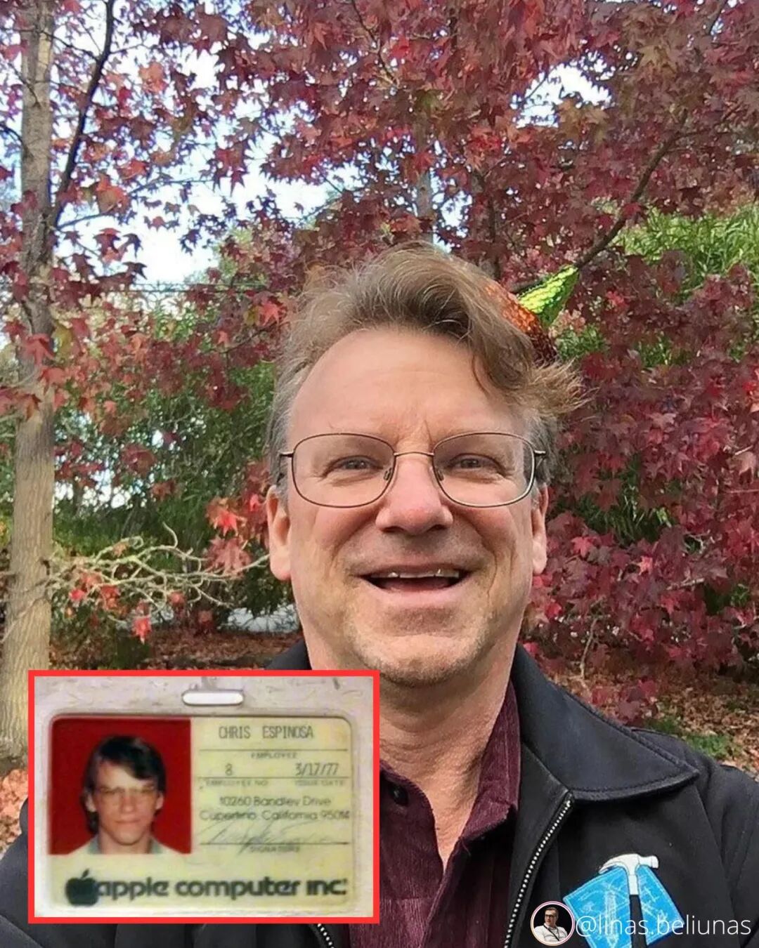 苹果8号员工Chris Espinosa与他的员工证