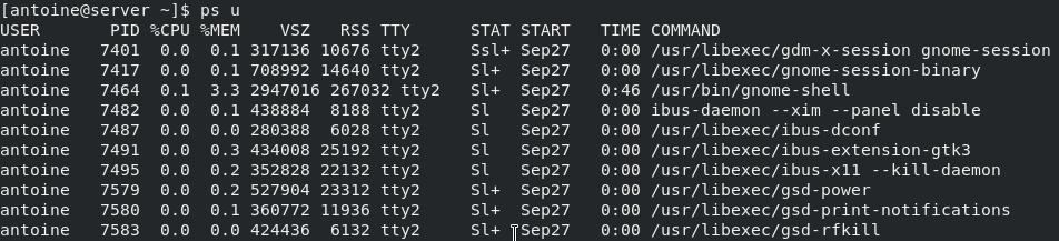 ps u命令输出截图