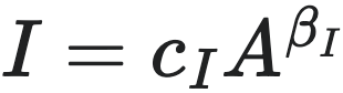 I = c_I A^{β_I}