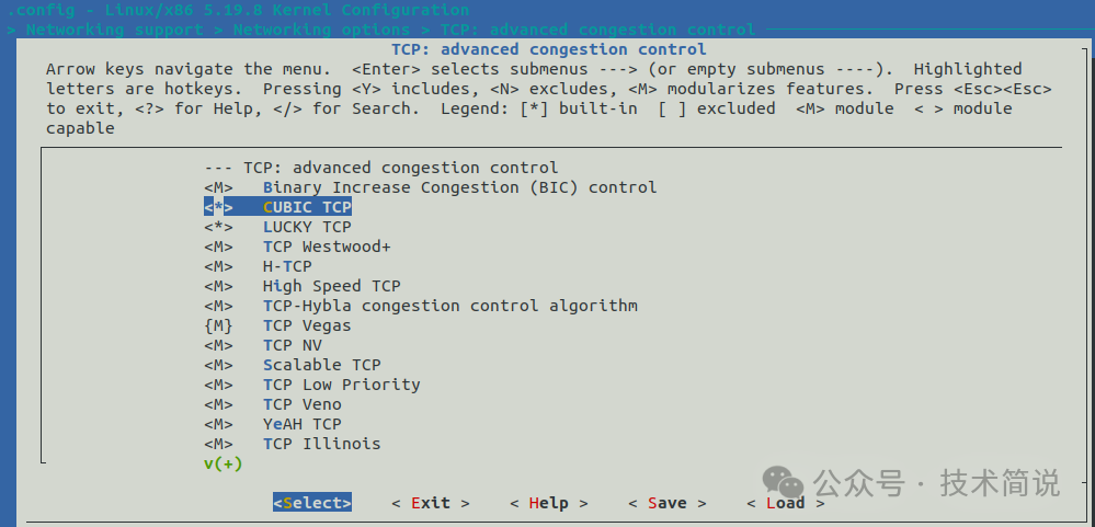 Linux内核配置菜单中的TCP拥塞控制选项