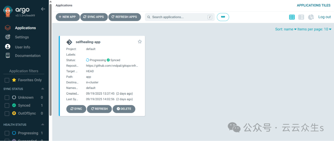 Argo CD UI 显示本地运行
