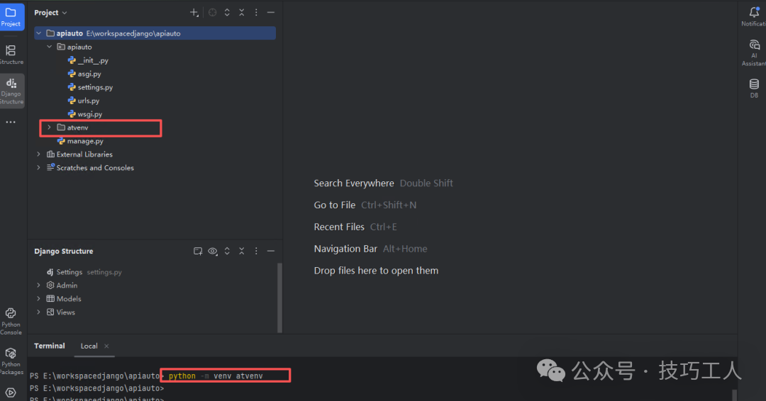 PyCharm 中创建虚拟环境 atvenv